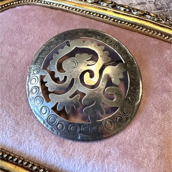 Taxco Jewelry - Vintage Taxco Mexico Sterling Silver Brooch/Pendant With Ornate Cutout Design